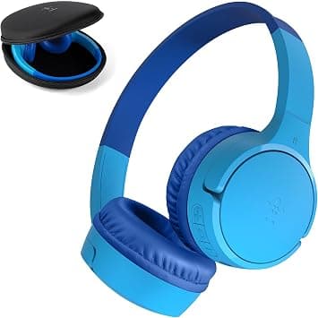 Belkin SoundForm Mini Kids Wireless Headphones with Built-In Microphone, 30H of Playback Time, & Fun Stickers - Over-Ear Headsets for Online Learning, School, Travel, iPhone, iPad, Galaxy - Blue on Amazon.ae - Price Tracker