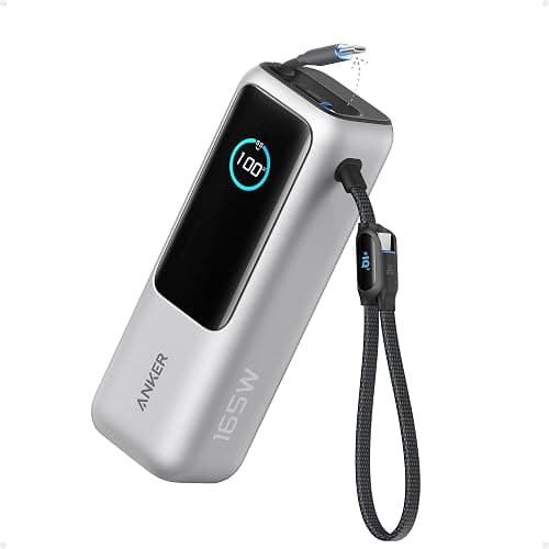انكر باور بانك، شاحن محمول فائق السرعة 25000mAh 165 واط لاجهزة اللابتوب المزدوجة، حزمة بطارية شحن سريع مع كيبلات مدمجة وقابلة للسحب، لسلسلة ايفون 17/16 وسامسونج وغيرها على أمازون - دليلك لأفضل العروض