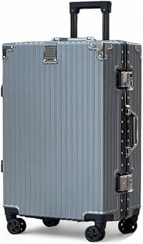 prosp 24"(20-25KG) Checked In Aluminum Frame Unbreakable Fashion Travel Trolley Luggage, Polycarbonate Hard Shell Suitcase with 360° Double Spinner Wheels (Grey, Checked In-24 Inch) on Amazon.ae - Price Tracker