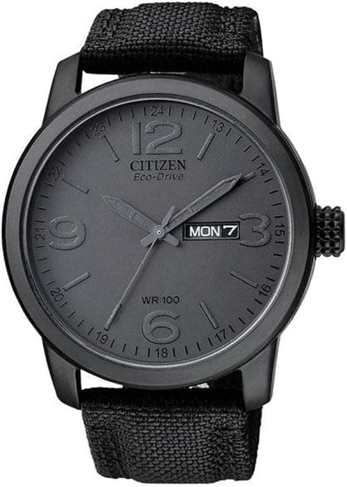 Citizen Men's Eco-Drive Weekender Garrison Field Watch in Black IP Stainless Steel with Black Nylon strap, Black Dial (Model: BM8475-00F) on Amazon.sa - Price Tracker