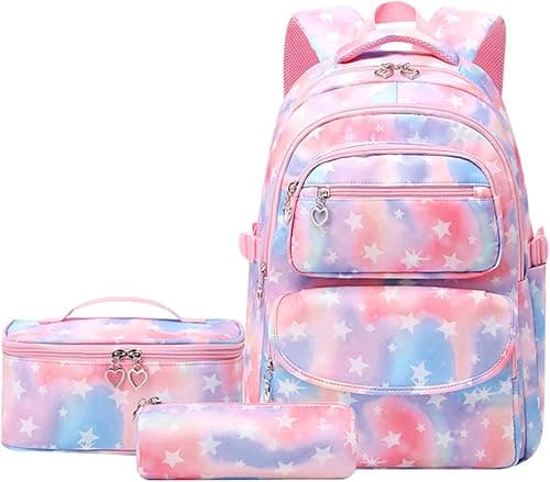 JiaYou School Backpack Sets 3pcs Stars Prints Daypack For Teens Girls Primary School Students on Amazon.ae - Price Tracker