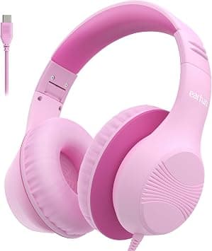 EarFun Kids Headphones Wired, Type-C Plug, Huge Over Ear Foldable Earmuffs, 85 dBA Volume Limited, HD Stereo Sound, Comfort Fit for Tablet/Phone/PC/Pad/Boys for Travel&Study, Pink on Amazon.ae - Price Tracker