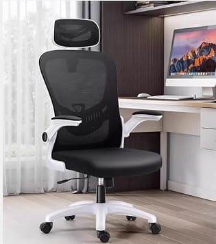 Office Chair, Ergonomic Desk Chair,Home Mesh Office Desk Chairs with Rotatable Lifting Adjustable Headrest,Comfortable Lumbar Support, Flip-up Armrest,for Home Office Study (V3-White) على Amazon.ae - متتبع الأسعار