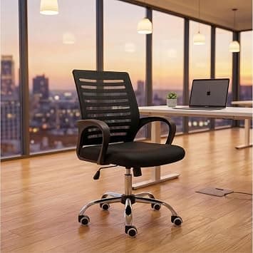 Karnak Mikaella Medium Back Office Chair | Mesh Executive Chair | Adjustable 360° Swivel Gaming Office Chair for Home & Office Furniture (Black) على Amazon.ae - متتبع الأسعار