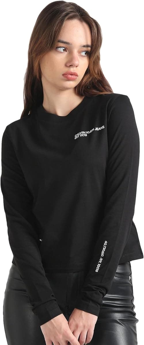 Calvin Klein Jeans Women's Multi Placement Long Sleeve Tee L/S T-Shirts on Amazon.ae - Price Tracker