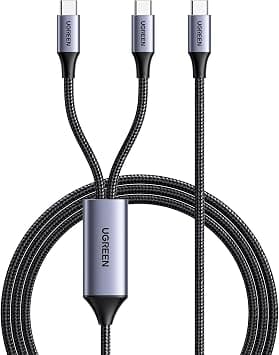 UGREEN 2-in-1 Type C Cable 1.5M, 100W USB C Fast Charging Multi Devices | 100W Fast Charging,Charge two devices simultaneously,Certified safe battery protection,Premium nylon braided,Travel,Trip on Amazon.ae - Price Tracker