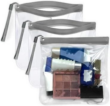Bukela 3Pcs Clear Travel Toiletry Bags, Waterproof Leakproof Travel Makeup Bag Sealable Wash Bags Airport Security Liquids Bags for Women Men (Grey) on Amazon - Best Deal Finder