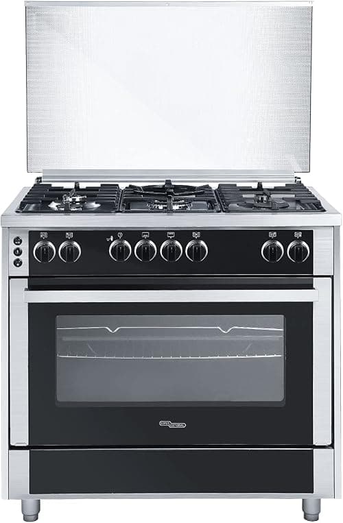 Super General 90 x 60 cm Freestanding Gas Cooker SGC-916-FSBGOF, 5-Burner Full-Safety, Steel Cooker, Gas Oven with Thermostat, Rotisserie, Automatic Ignition, 90 x 60 x 85 cm (WxDxH) Silver على Amazon.ae - متتبع الأسعار
