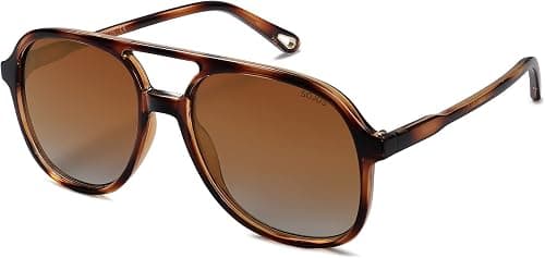 SOJOS Retro Vintage Polarized Sunglasses Double Bridge Brow Bar Square Aviators SJ2174 on Amazon - Best Deal Finder