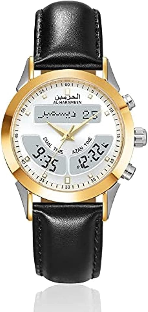 Islamic Watch for Men by Al-Harameen, Analog/Digital, Leather, Black, HA-6102WK on Amazon - Best Deal Finder