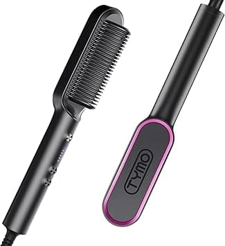 TYMO Hair Straightener Brush, Hair Iron with Built-in Comb. Tourmaline Ceramic Coating. Fast Heating & 5 Temp Settings. Hair Straightener Brush That Salon Styling at Home. (Matte Black) on Amazon.ae - Price Tracker