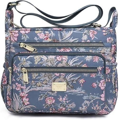 HANNEA® Women Crossbody Bag Fashion Floral Print Satchel Travel Bag Multi Layer Nylon Shoulder Bag Crossbody Bag Casual Day Bag Satchel Handbag on Amazon.ae - Price Tracker