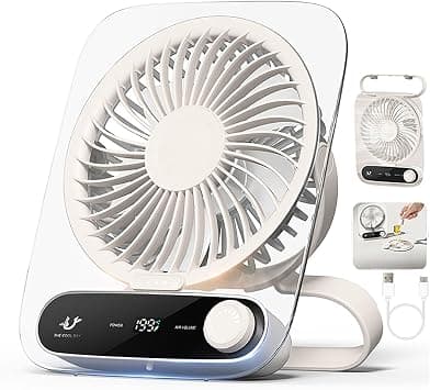 Table Fans,199 Speeds, Portable Fan,3000 mAh Battery Rechargeable,TypeC-Powered Wall Mounted, 180° Rotate,LED light, Desk Fan for Home,Office, Outdoor Camping,Kitchen. على Amazon.ae - متتبع الأسعار