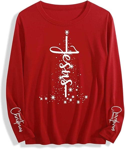 Christmas Jumpers For Women Funny Xmas Tops Long Sleeve T Shirts Ladies Round Neck Blouses Novelty Merry Christmas T Shirt Snowflake Tree Gnome Jumper Ugly Xmas Shirt Tunic Pullover on Amazon.ae - Price Tracker