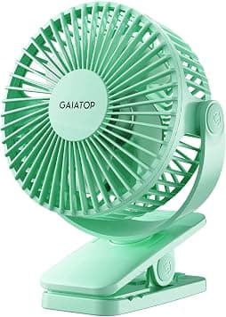 Gaiatop Portable Clip on Fan Battery Operated, Small Powerful USB Desk Fan, 3 Speed Quiet Rechargeable Mini Table 360 Degree Rotate Personal Cooling for Home Office Stroller Camping Green (CF40) على Amazon.ae - متتبع الأسعار