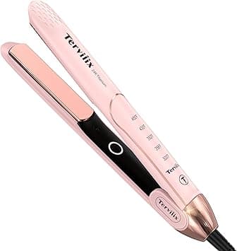 Terviiix Titanium Salon Professional Hair Straightener and Curler 2 in 1, ARC Non-Snagging Straightening Iron for One Swipe, 15s Ultra Fast Heating, 100-240V Dual Voltage, Auto Off, 1 inch Pink on Amazon.ae - Price Tracker
