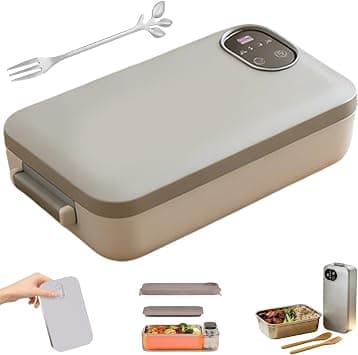 Self-Heating Electric Lunch Box, 900ml No Water Needed Portable Food Warmer, 6 Speeds Adjustable Temperature Stainless Steel Heating Lunchbox for Office, Car, Truck & Travel (Gray) على Amazon.ae - متتبع الأسعار