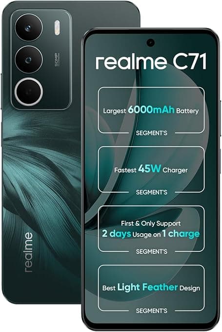 realme C71 Daul Sim 256GB Forest Owl |6000mAh battery |45W Charge |2 Days Usage on 1 Charge |24GB Dynamic RAM |50M AI Camera |1 Year Warranty | Middle East Version on Amazon.ae - Price Tracker