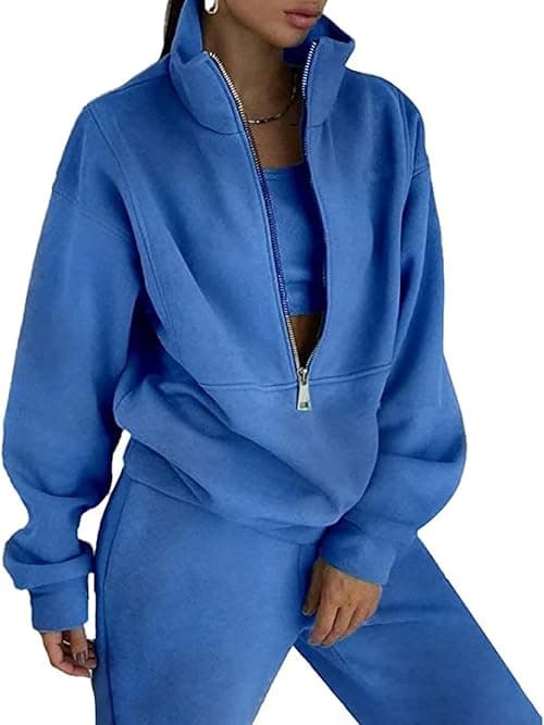 Eisctnd 2-Piece Fleece Sweatsuit Set for Women, Long-Sleeved Sweatshirt and Jogging Pants, Tracksuit, 2026, Trendy on Amazon.ae - Price Tracker