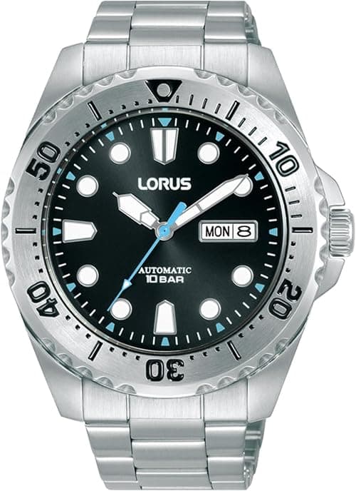 LORUS Men's Analogue Automatic Watch with Stainless Steel Strap, Silver/Black on Amazon.ae - Price Tracker
