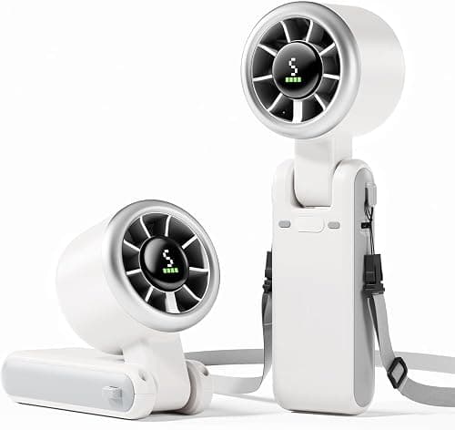 Portable Handheld Turbo Fan, Foldable Mini Desk Fan, 5 Speed Levels, USB-C Fast Charging, Digital Display, 12-Hour Battery Life, for Outdoor Activities and Office (White) on Amazon.ae - Price Tracker
