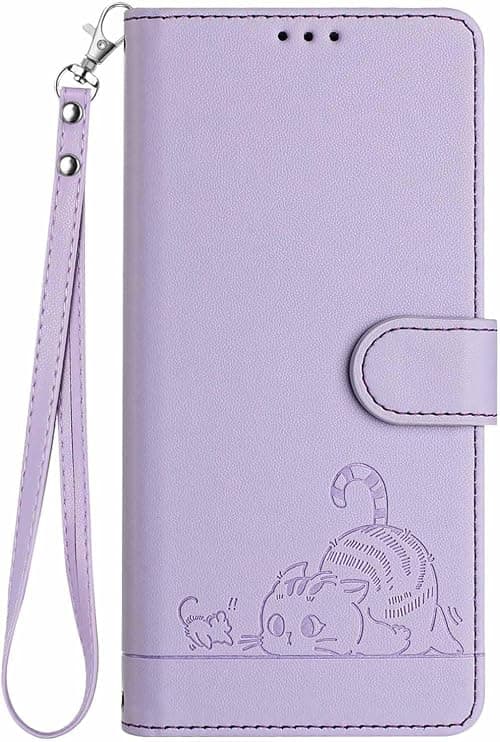 UPLAI Wallet Flip Case for Xiaomi Poco F8 Ultra 5G, Cute Cat Pattern Premium PU Shockproof Leather Cover with Kickstand, Card Slots RFID Blocking Magnetic Close, Purple على Amazon.ae - متتبع الأسعار