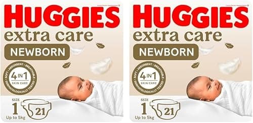 Huggies Extra Care Newborn, Size 1, Up to 5 kg, Carry Pack, 21 Diapers (Pack of 2) on Amazon - Best Deal Finder
