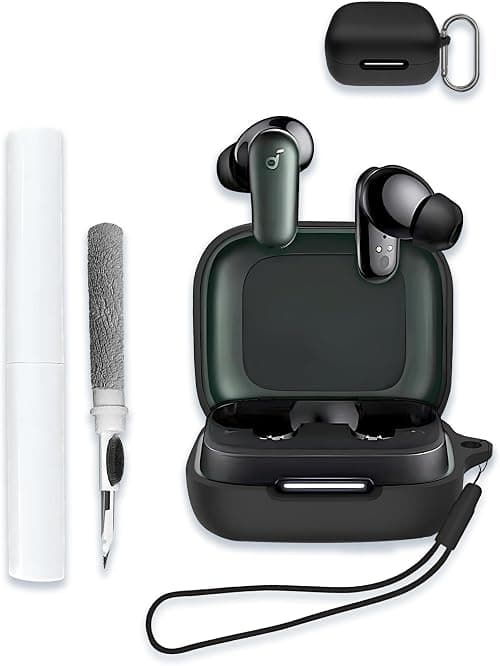 Case for Soundcore by anker P30i Earbuds, Soft Silicone Protective Portable Scratch Shock Resistant Hard Shell with Cleaner Kit & Carabiner & Lanyard,Black on Amazon.ae - Price Tracker