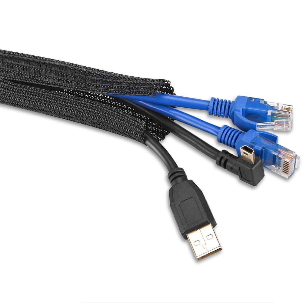 AGPTEK Adjustable 6.5ft/2m Braided Cable Sleeve, AGPTEK Wire Management Sleeve Hider for TV Desk PC Cable Wraps with Flame Retardancy Wires Organizer and Protector(Black) on Amazon.ae - Price Tracker