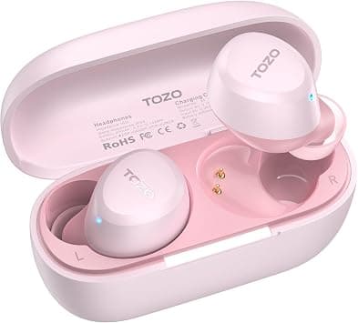 TOZO T6 True Wireless Earbuds Bluetooth 5.3 Headphones Touch Control with Wireless Charging Case IPX8 Waterproof Stereo Earphones in-Ear Built-in Mic Headset Premium Deep Bass Rose Gold على Amazon.ae - متتبع الأسعار