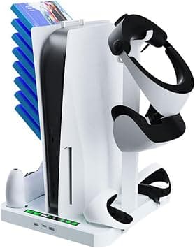 PS5 & PS VR2 Stand and Cooling Station with Controller Charging Station, 3 in 1 PS5 Stand with 2 Fans for Playstation5 and Playstation VR2, Headset Holder, PS5/PS VR2 Accessories على Amazon.ae - متتبع الأسعار
