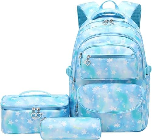 JiaYou School Backpack Sets 3pcs Stars Prints Daypack For Teens Girls Primary School Students on Amazon.ae - Price Tracker