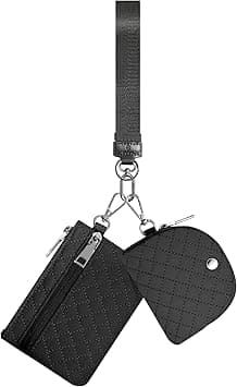 Keychain Wallet Quilted Grid Mini Zip Around Wristlet Wallets for Women Detachable Dual Pouch Wristlet Portable Coin Purse Small Wallets Black, Black on Amazon.ae - Price Tracker