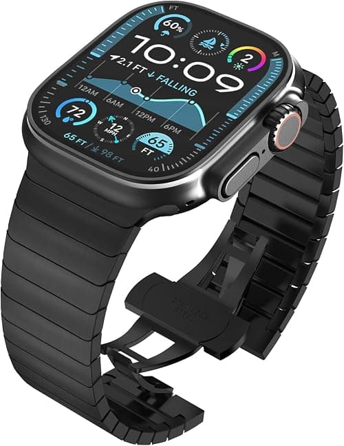 Stainless Steel Metal Watch Band Perfect For Apple Watch Ultra Series, Adjustable Durable Strap Featuring Folding Clasp, Fits 49mm 46mm 45mm 44mm, Stylish Replacement Bracelet Perfect For Men And على Amazon.ae - متتبع الأسعار