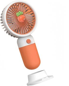 Mini Portable Handheld Fan, Cute Fruit Design Compact USB Fan, Rechargeable Fan with Detachable Stand, Quiet Desktop Cooling Fan for Travel, Office, and Outdoor Personal Fan (Carrot Orange) on Amazon.ae - Price Tracker