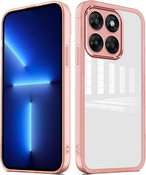 YUXING Transparent Case for Motorola Moto G77 / G67 with Camera Lens Protector Soft Ultra Thin Slim Shockproof Bumper Back Cover - Pink on Amazon.ae - Price Tracker