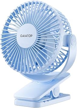 Gaiatop Portable Clip on Fan Battery Operated, Small Powerful 3 Speed Quiet 360° Rotate, USB Rechargeable Mini Personal Cooling Fan for Desk Table Home Office Stroller Camping Women Gifts Light Blue على Amazon.ae - متتبع الأسعار