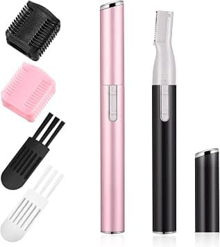 Chumia 2 Pcs Electric Eyebrow Trimmer Women Precision Face Razors Mini Shaver Battery Operated Small Facial Hair Remover with Comb Personal Epilator for Face Neck Fuzz Lips Body Arms Leg (Pink, Black) على Amazon.ae - متتبع الأسعار