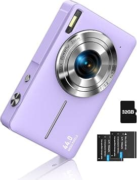 Purple Digital Compact Camera - 44MP, 1080P FHD, 16X Zoom, Simple & Portable with 32G Card for Beginners to Seniors on Amazon.ae - Price Tracker