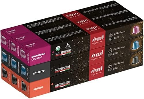 Mood Espresso - Nespresso Compatible Aluminium Capsules (3 Flavors: Intenso, Ristretto, Organic Colombian), Pack of 9 (90 Capsules) on Amazon.ae - Price Tracker