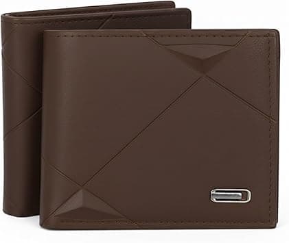 Men’s Slim Bifold Wallet – Premium Synthetic Leather, Minimalist Design, Multiple Card Slots, Metal Logo – Brown on Amazon.ae - Price Tracker