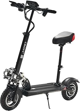 CRONY V10 Big LCD Display Electric Scooter with Seat, 1200W Motor, 40-55KM/H Speed, 120KG Max Load, Front/Rear Shock Absorber and Brake System, LED Base Light, Turn Signal, Triple LED Lights, Black on Amazon.ae - Price Tracker