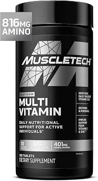 MuscleTech Platinum Multivitamins for Men & Women - Multi-Vitamin Supplement for Immune Support - 18 Vitamins & Minerals, Vitamin A C D E B6 B12 - Daily Workout Supplements for Men - 180 Capsules on Amazon.ae - Price Tracker