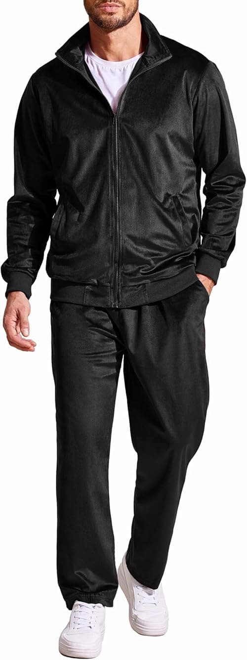COOFANDY Mens 2 Piece Velour Tracksuit Full Zip Jackets Pants Velvet Jogging Suits Sweatsuit Set on Amazon.ae - Price Tracker
