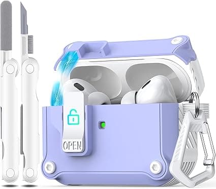 R-fun Compatible with AirPods Pro 2nd Generation 2023(USB-C),2022(Lightning Cable),1st Gen 2019 Charging Case, Full Drop Protection Auto Pop-Up Lid Design with Keychain,White/Lavender on Amazon.ae - Price Tracker