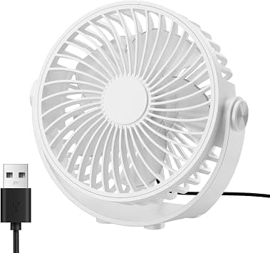 TriPole Desk Fan USB Powered Mini Portable Fan, 3 Speeds Strong Airflow, 360°Adjustable Angle, Quiet Plug In Electric Fan for Desktop, Small Table Fan for Majlis, Home, Office, Bedroom & Travel, White على Amazon.ae - متتبع الأسعار