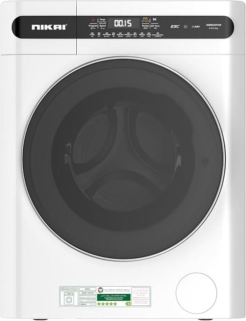 Nikai 8/5 Kg Front Load Washer Dryer, Fully Automatic washing machine with Energy Saving BLDC Inverter Motor, Touch Panel – One Touch Washing Program, Child Lock - NWM805FDW on Amazon.ae - Price Tracker