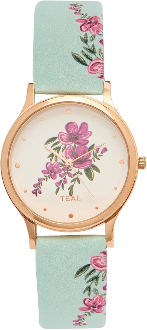 TEAL BY CHUMBAK Round Dial Analog Watch for Women|Jungle Flowers Collection| Printed Vegan Leather Strap|Gifts for Women/Girls/Ladies |Stylish Fashion Watch for Casual/Work - Mint on Amazon.ae - Price Tracker