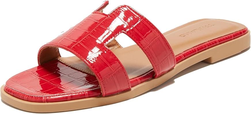 TRULAND H Strap Flat Slide Sandals for Women - Cute Fashion Open Toe Summer Dressy Sandals on Amazon.ae - Price Tracker