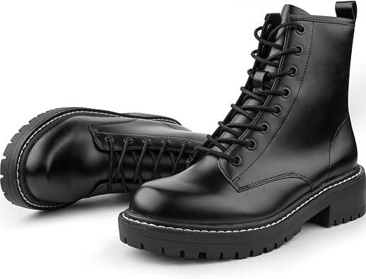 ICHIGO Women’s Fashion Ankle Booties Causal 8-Eye Side Zipper Lace-up Combat Boots on Amazon - Best Deal Finder